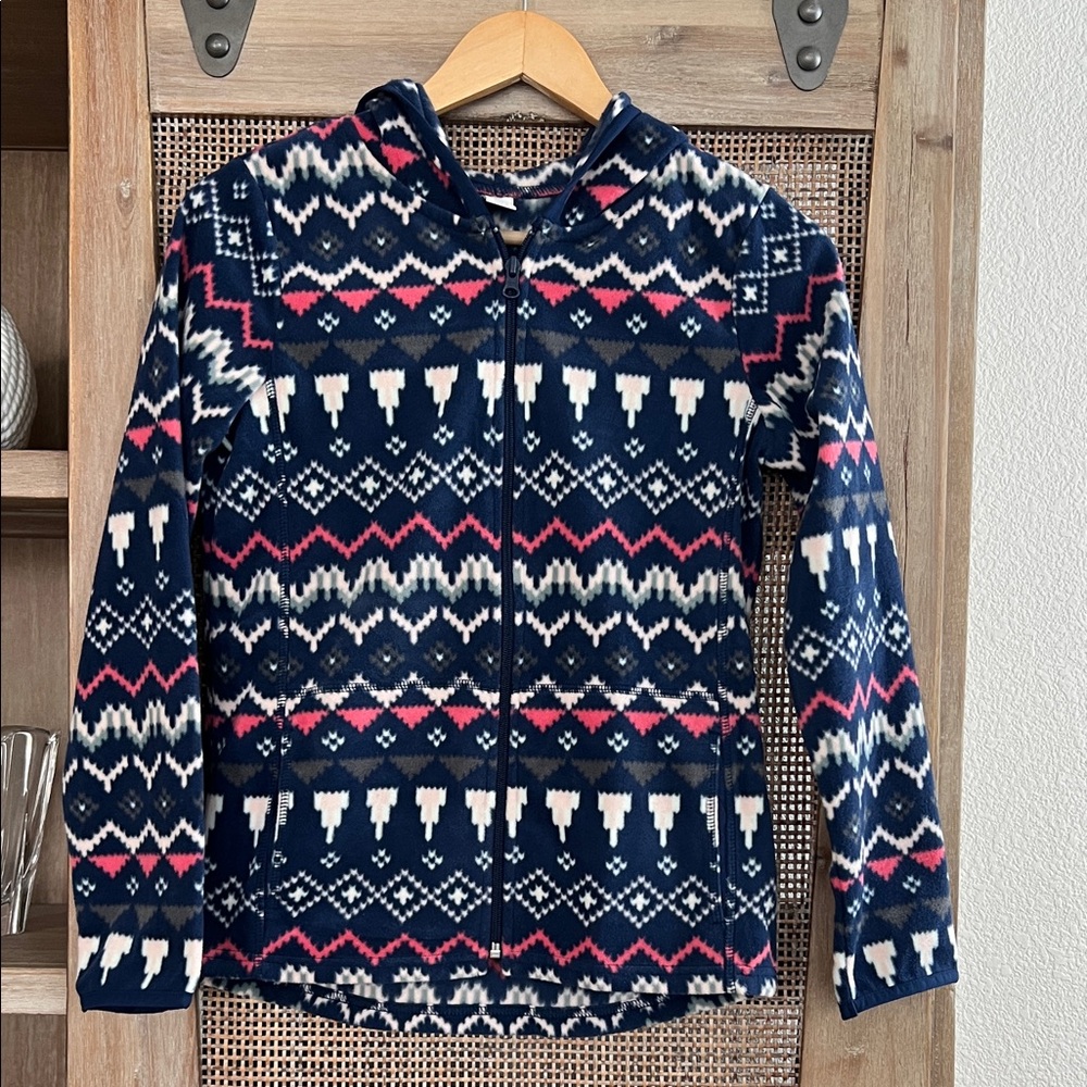 Almost New Old Navy Kids' Navy and Pink Patterned Polyester Hoodie